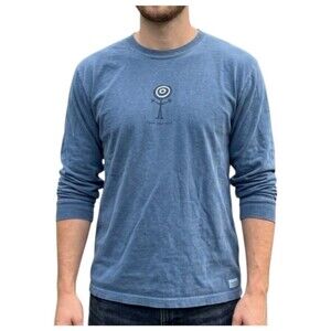 Life is Good Open Your Mind Long Sleeve Crusher Tee Cotton Peru Blue XL Unisex